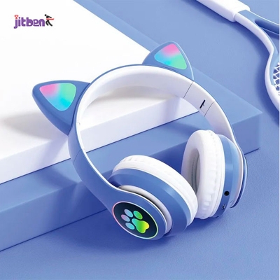 Picture of Headphones Cat Ear Wireless Headphones, Led Light Up Bluetooth Headphones