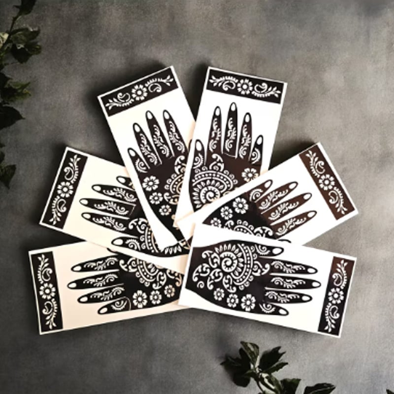 Picture of Self-Adhesive Mehndi Stickers – 5 Pack Temporary Body Art with Floral & Butterfly Patterns