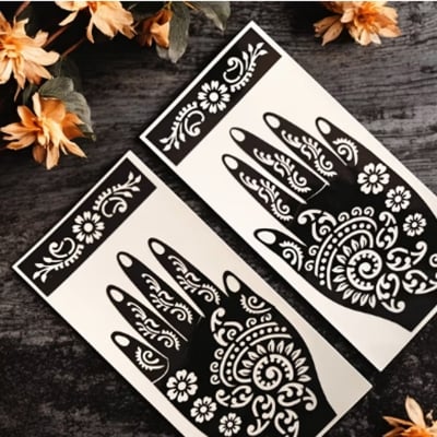 Picture of Floral & Butterfly Mehndi Stickers – 5 Pack Easy Apply Self-Adhesive