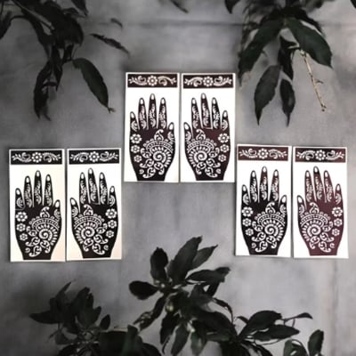 Picture of 5 Pack Mehndi Tattoo Sticker Set – Self-Adhesive Flower & Butterfly Design