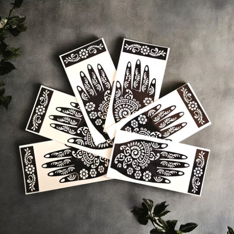 Picture of Easy Apply Mehndi Tattoo Sticker Set – 5 Pack Flower & Butterfly Designs