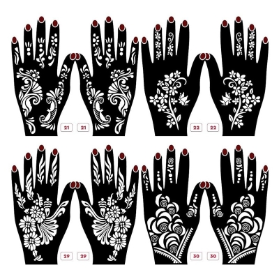 Picture of Self-Adhesive Mehndi Stickers – 5 Pack Temporary Body Art with Floral & Butterfly Patterns
