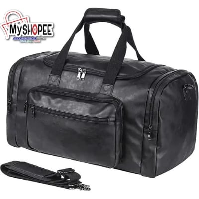 Picture of PU Leather Duffel Bags for Men and Women with Full Grain Travel Overnight Weekend Leather Bags Sports Gym Duffel for Men, MY SHOPEE BD