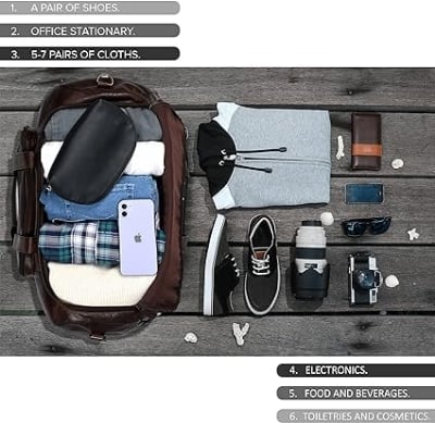 Picture of PU Leather Duffel Bags for Men and Women with Full Grain Travel Overnight Weekend Leather Bags Sports Gym Duffel for Men, MY SHOPEE BD