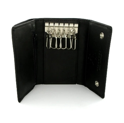 Picture of  Keychain HolderFor Men Key Ring for Bikers - Car - Bike - Home - Office Key Ring - Nice key Ring Key Ring Holder Button Design Black Wallet For Men pu Leather Money Bag For Men - Black