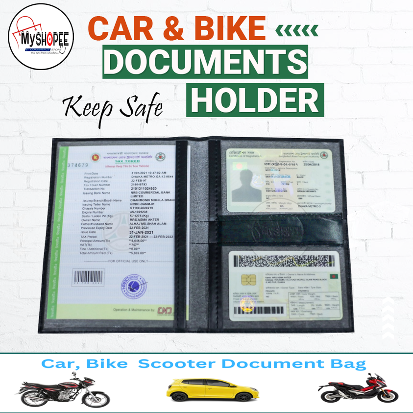 Picture of License Pouch Bag PU Leather Documents Holder for Car & Bike Synthetic Leather and Waterproof Bike Documents Holder for Bikers Keep Car Paper Safe, Use License Pouch Bag Documents Holder for bike ,Car, vehicle  Made in own factory with PU Leather
