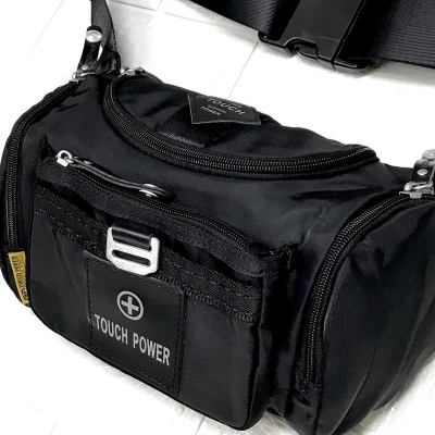 Picture of Touch Power & Tough Warrior Men Waist Pack Chest Bag Pouch Bag Soft Nylon - Black