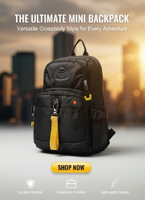 Picture of Tough Warrior (L) Introducing 'The Urban Explorer' Mini Backpack / Crossbody Bag– your perfect companion for everyday adventures and stylish outings[ Model No..3 ] - Black