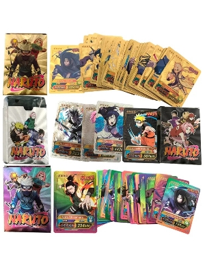 Picture of 54 Pc Naruto Silver Plastic Waterproof Cards - Anime Playing Golden Card Deck Pack With Minato, Itachi, Sakura, Kakashi - Merchandise Gift for Kids & Adults - 55 Pieces of Cards in 1 Box