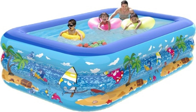 Picture of 150cm Inflatable Swimming Pool with Inflatable Soft Floor, Cool Summer Swimming for Kids and Family, Blow Up Pool for Backyard, Garden, Indoor or Outdoor.