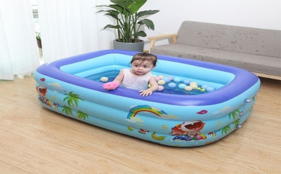 Picture of 130cm Inflatable Swimming Pool with Inflatable Soft Floor, Cool Summer Swimming for Kids and Family, Blow Up Pool for Backyard, Garden, Indoor or Outdoor.