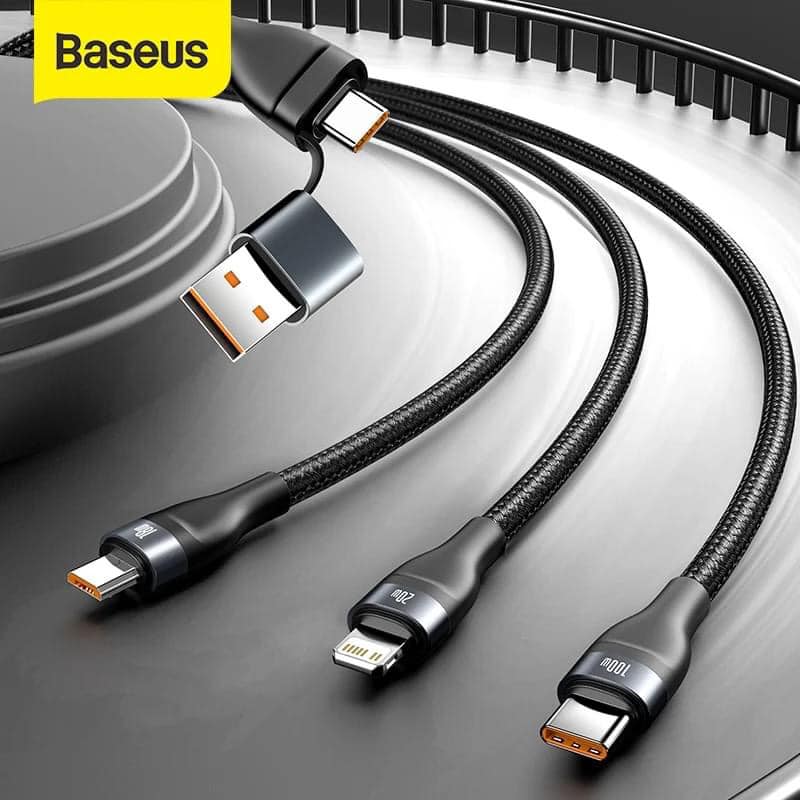 Picture of Baseus Flash Series Two-for-three Data Cable U+C to M+L+C 100W 1.2m Black