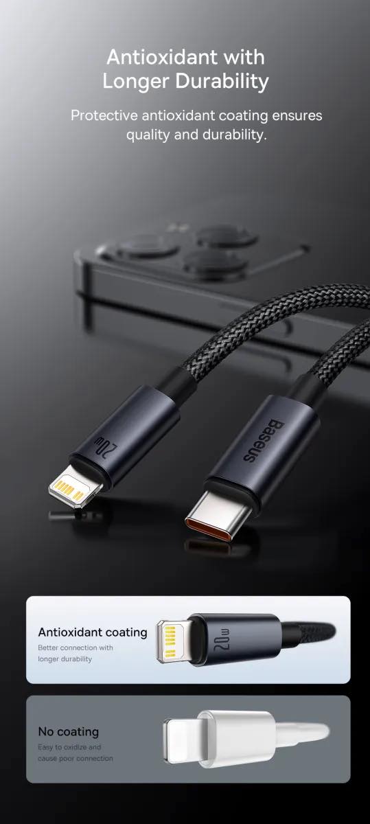 Picture of Baseus PD 20W USB C Fast Charging Cable for iPhone 14 13 12 11 Pro Max USB C Data Sync iPhone Cable