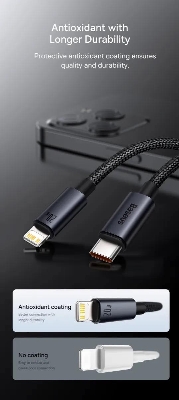Picture of Baseus PD 20W USB C Fast Charging Cable for iPhone 14 13 12 11 Pro Max USB C Data Sync iPhone Cable