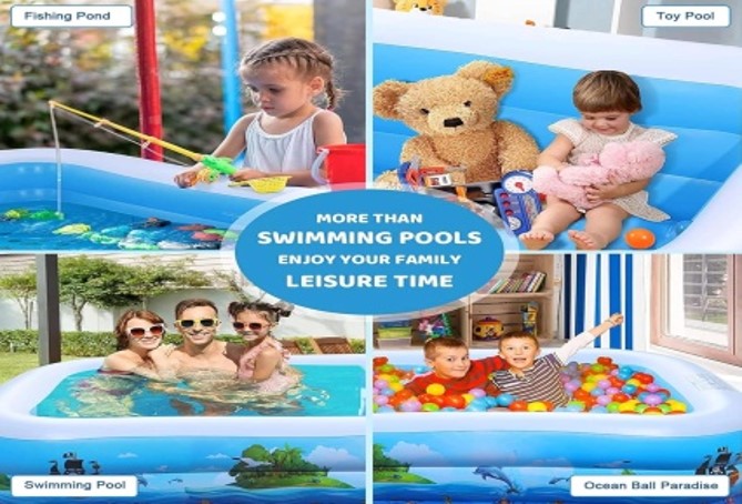 Picture of 120cm Inflatable Swimming Pool with Inflatable Soft Floor, Cool Summer Swimming for Kids and Family, Blow Up Pool for Backyard, Garden, Indoor or Outdoor.
