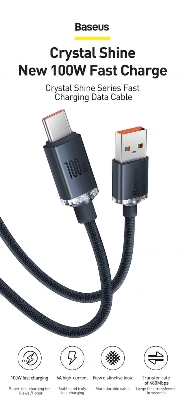 Picture of Baseus 100W USB Type C Cable for All Phone Supercharge 5A 100W Fast Charging USB-C Charger Cable for Phone Cord