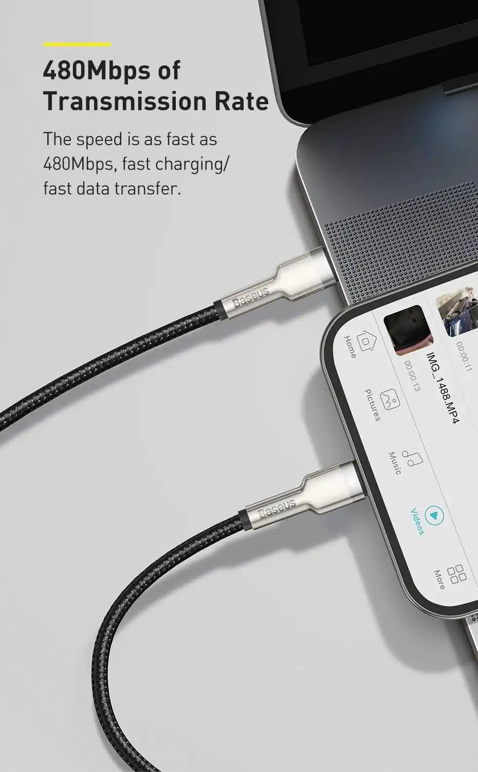 Picture of Baseus Cafule Series Metal Data Cable Type-C to iP PD 20W-1m For 11/12/13 se