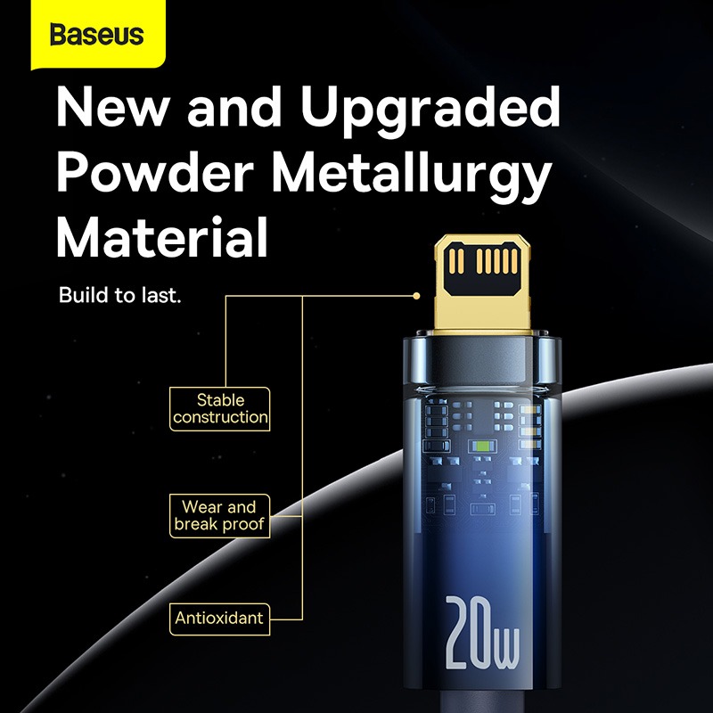 Picture of Baseus Cable Type-C to Lightning Explorer Series Auto Power-Off Fast Charging Data PD Cable Type-C to IP 20W 1m
