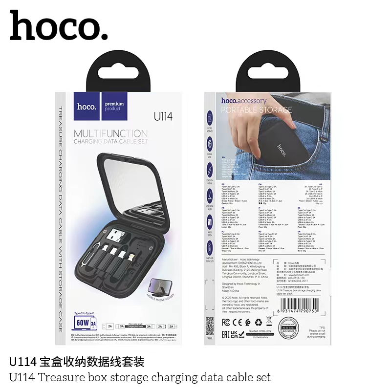 Picture of HOCO U114 Multi-Function 3A Phone Cable Storage Suit For Samsung Xiaomi Micro USB Charging Data Cords For iPhone 14 13