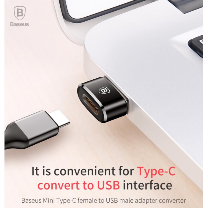 Picture of Baseus 3A Mini Type-C Female to USB Male Adapter Converter