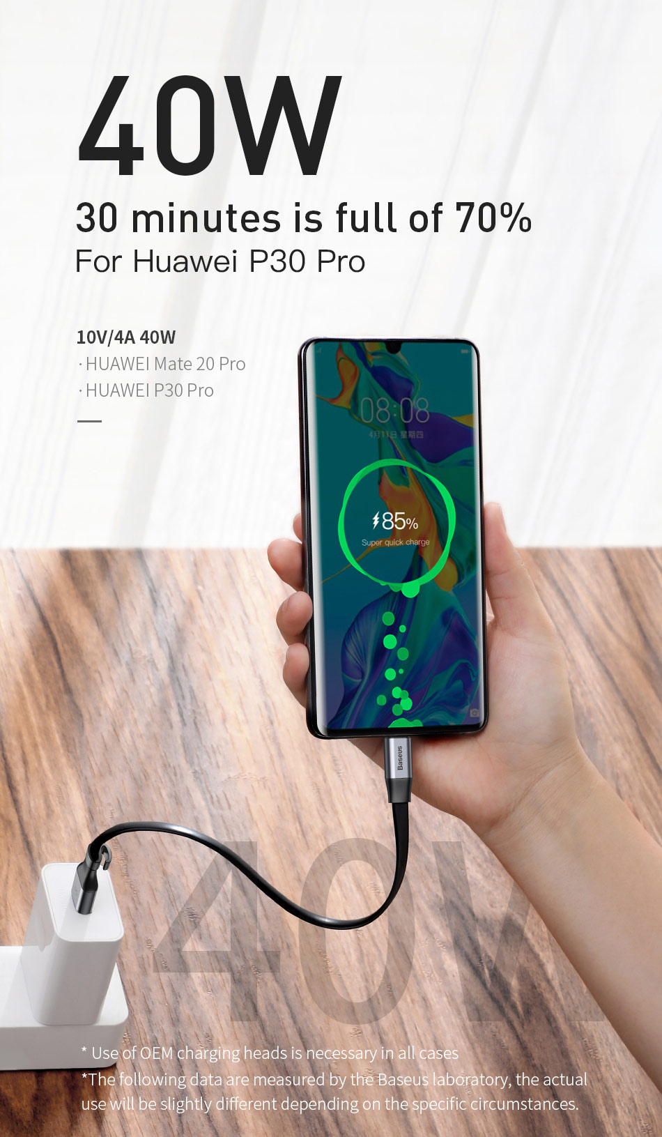 Picture of Baseus 5A Supercharge USB Type C Cable Quick Charge 3.0 40w cable