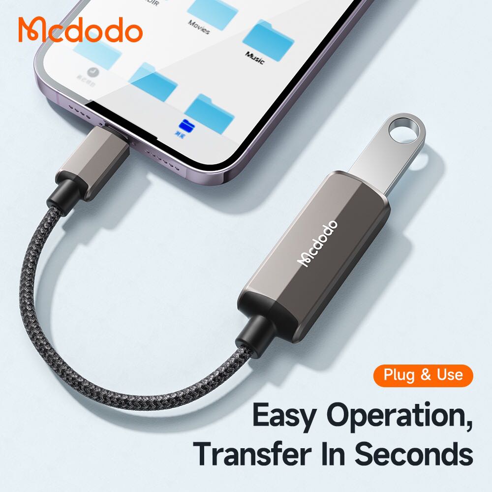 Picture of Mcdodo CA-269 2 in 1 USB to lightning OTG Converter Adapter For iP 14 Pro Max 13 12 11 Xr 8 7 U Disk Flash Drive Data Converter