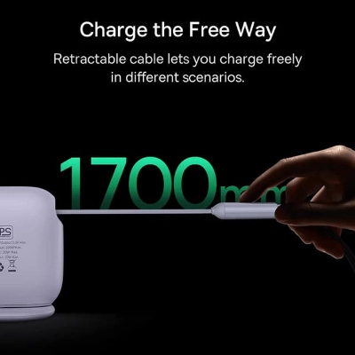 Picture of Baseus Traction Series Retractable 3-in-1 Fast Charging Cable Desktop Organizer (Type-C to M+L+C 100W 1.7m)