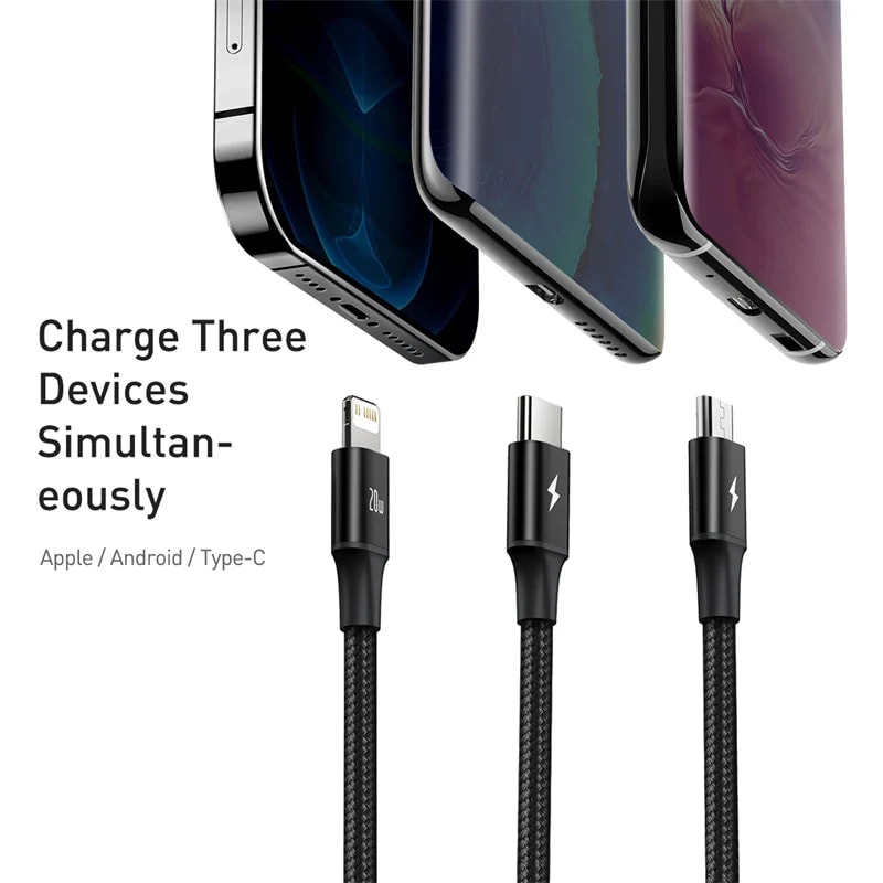 Picture of Baseus Rapid Series 3 in 1 Fast Charging Data Cable Type-C to M+L+C