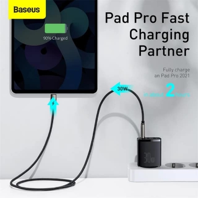 Picture of Baseus 30W Charger Type C PD Fast Charging US Plug 3 Ports USB Quick Phone Charger- CN Plug