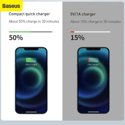 Picture of Baseus 30W Charger Type C PD Fast Charging US Plug 3 Ports USB Quick Phone Charger- CN Plug