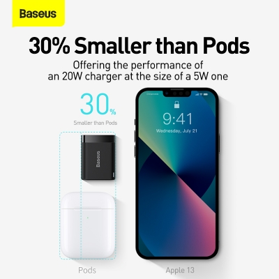 Picture of Baseus Super Si Pro Quick Charger 1C 20W CN Black (Only Adapter, Cable Not Included)