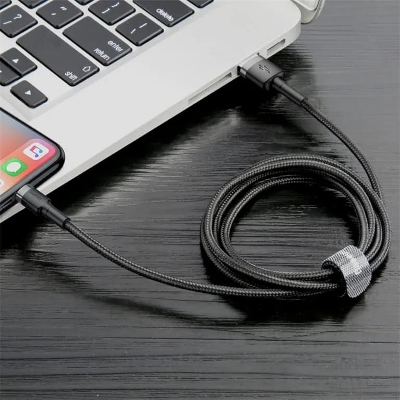 Picture of Baseus Cafule Lightning Charging Cable 1m Black - Cable Protector