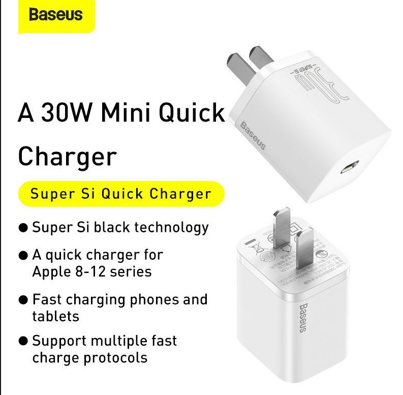 Picture of Baseus Super Si quick charger IC 30W CN White