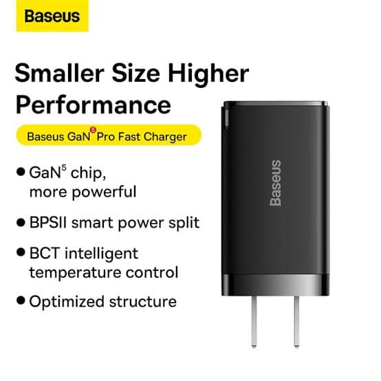 Picture of Baseus 65W GaN Charger 3 in 1 2C+U Adapter for iP 14 13 Pro Max Xmi Samsung Phones Tablets Fast Charging (100w Type-c cable included 1m)