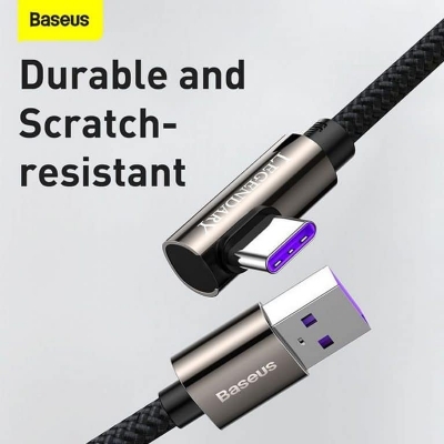 Picture of Baseus Led Usb Type C Cable 90 Degree Fast Charging Charger For Huawei Samsung 66w 5a Usbc Mobile Phone Data Wire Cable
