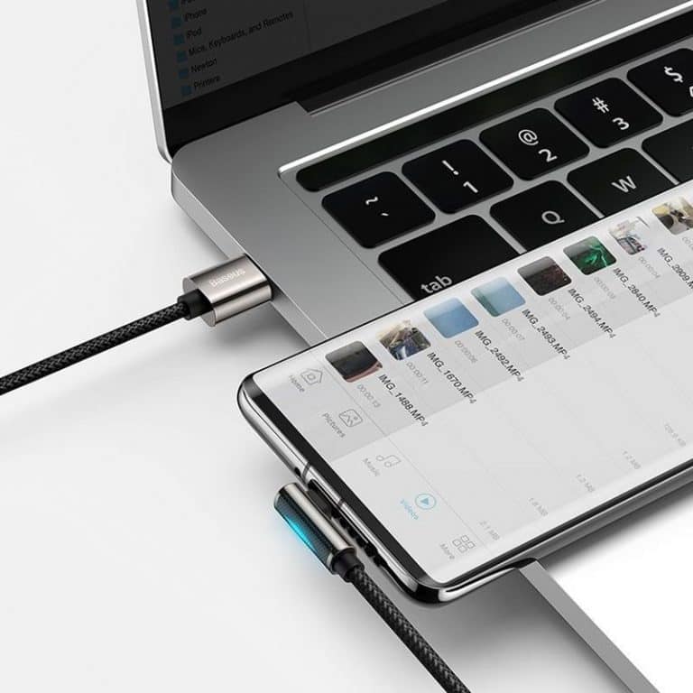 Picture of Baseus Led Usb Type C Cable 90 Degree Fast Charging Charger For Huawei Samsung 66w 5a Usbc Mobile Phone Data Wire Cable