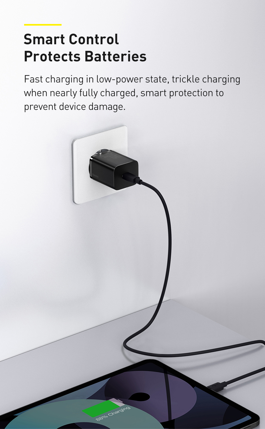 Picture of BASEUS Super Si Quick Charger IC 30W Travel Charging Adapter EU Plug - Black