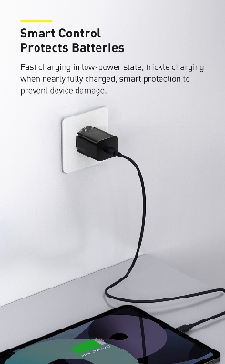 Picture of BASEUS Super Si Quick Charger IC 30W Travel Charging Adapter EU Plug - Black