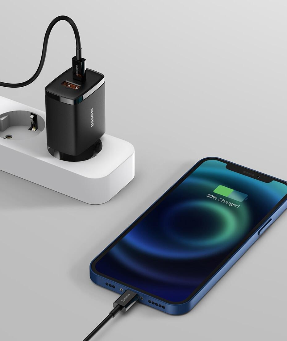 Picture of Baseus PD 20W USB Type C Charger For iP 12 13 Pro Max for all phone fast charger Dual USB Fast Charging QC 3.0 USBC Wall Phone Charge Adapter