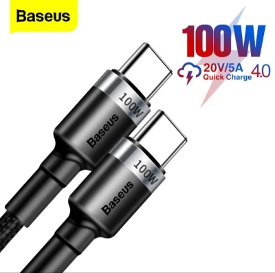Picture of Baseus Cafule Type-C To Type-C 100W Nylon Braided Wire USB 20V 5A 2m PD 2.0 Cable black