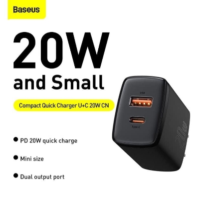 Picture of Baseus CCXJ-01 Compact Super Quick Charger Dual Port U+C 20W CN