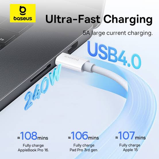 Picture of Baseus Cable Thunderbolt 4 Superior Series 2 USB4 8K 40gbps Full-Function Fast Charging Cable Type-C to Type-C 240W 1m