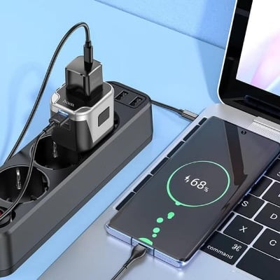 Picture of Hoco Universal Travel Plug Adapter AC5 Dual Port 12w -Black