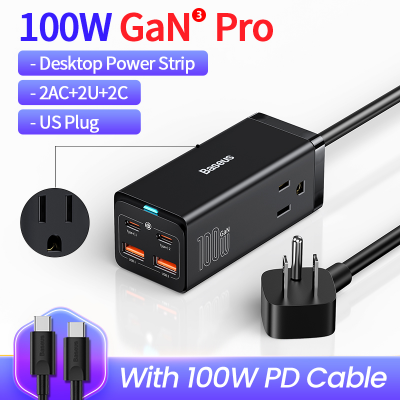 Picture of Baseus 65W GaN3 Pro Desktop Charger Power Strip US Plug Charging Station Fast Charger For ip 13 12 Xmi Samsung Laptop