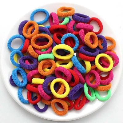 Picture of 100 pcs 2.5cm elastic hair rope girl hair accessories hair band rubber band small gifts children gift head rope wholesale