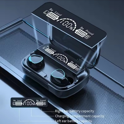 Picture of M10 TWS wireless bluetooth headset with breathing light touch control digital display panel version 5.1