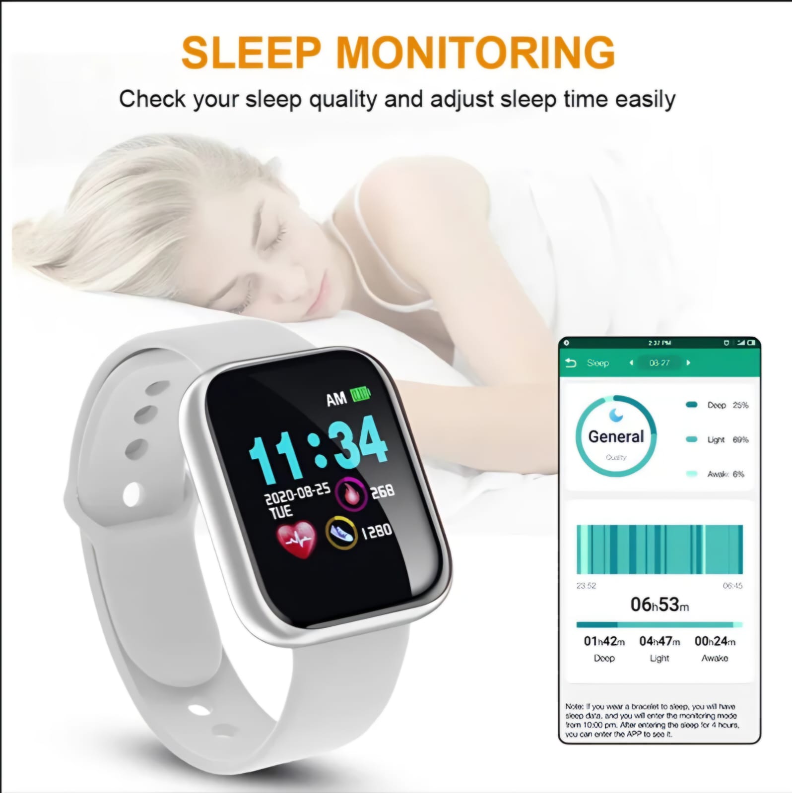 Picture of D20 Pro Smart Watch Y68 Bluetooth Fitness Tracker Sports Watch Heart Rate Monitor Blood Pressure Smart Bracelet for Android IOS