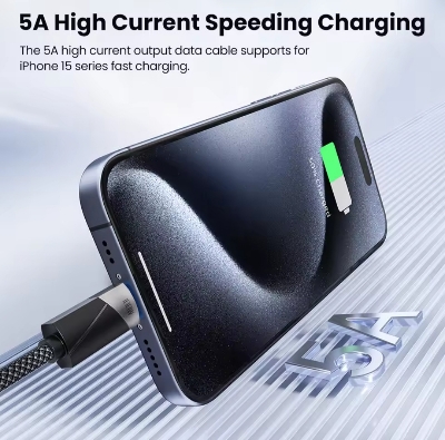Picture of Toocki 100W Cable Type C to Type C Fast Charging QC4.0 Smart Power-Off 5A USB C Cable for iPhone 15 Pro Max 14 13 Samsung Xiaomi OPPO