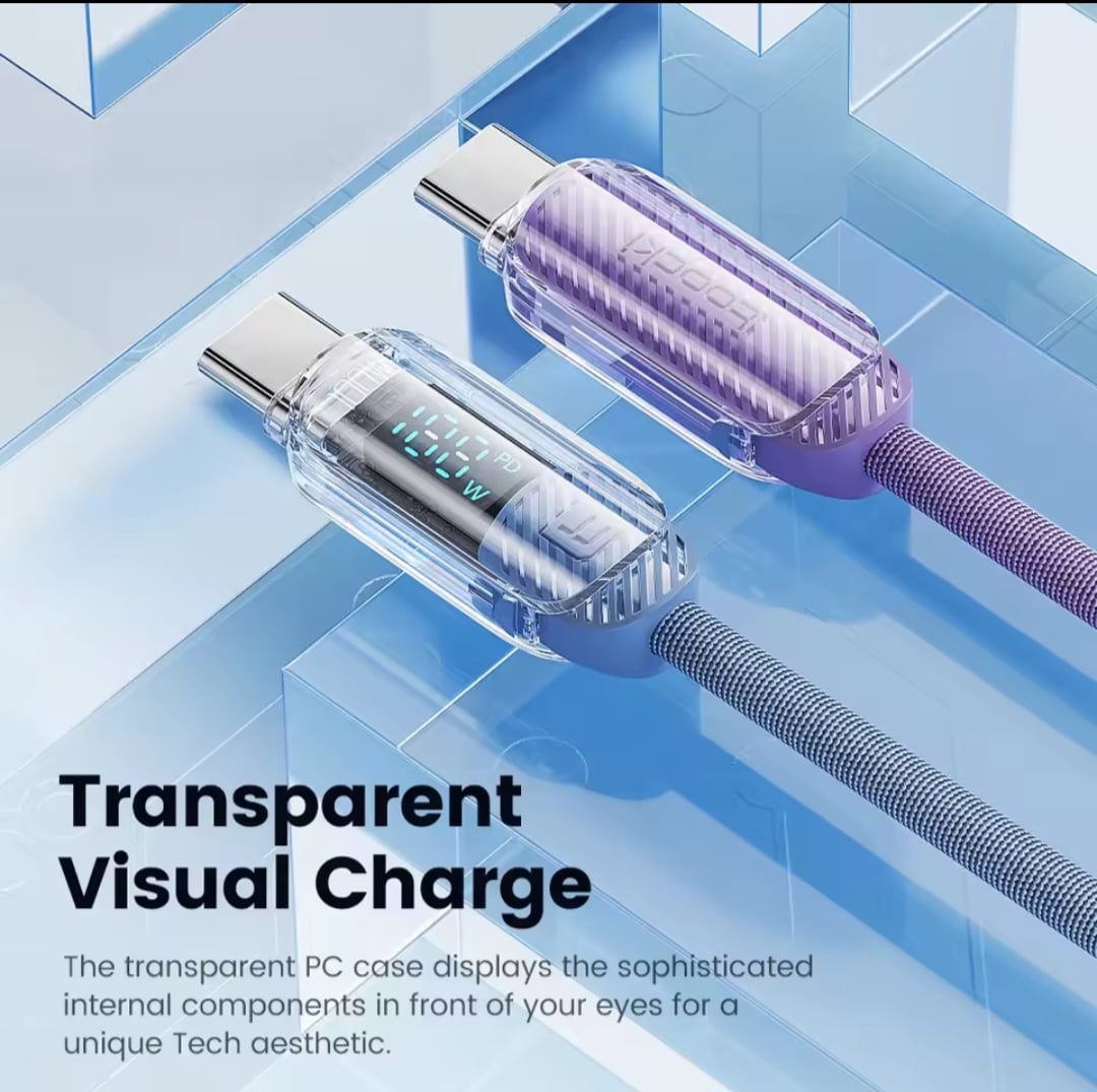 Picture of Toocki USB C to USB C Cable 100W 5A PD Fast Charge Charger Cord Type C to Type C Display Cable for Macbook Samsung Huawei Xiaomi