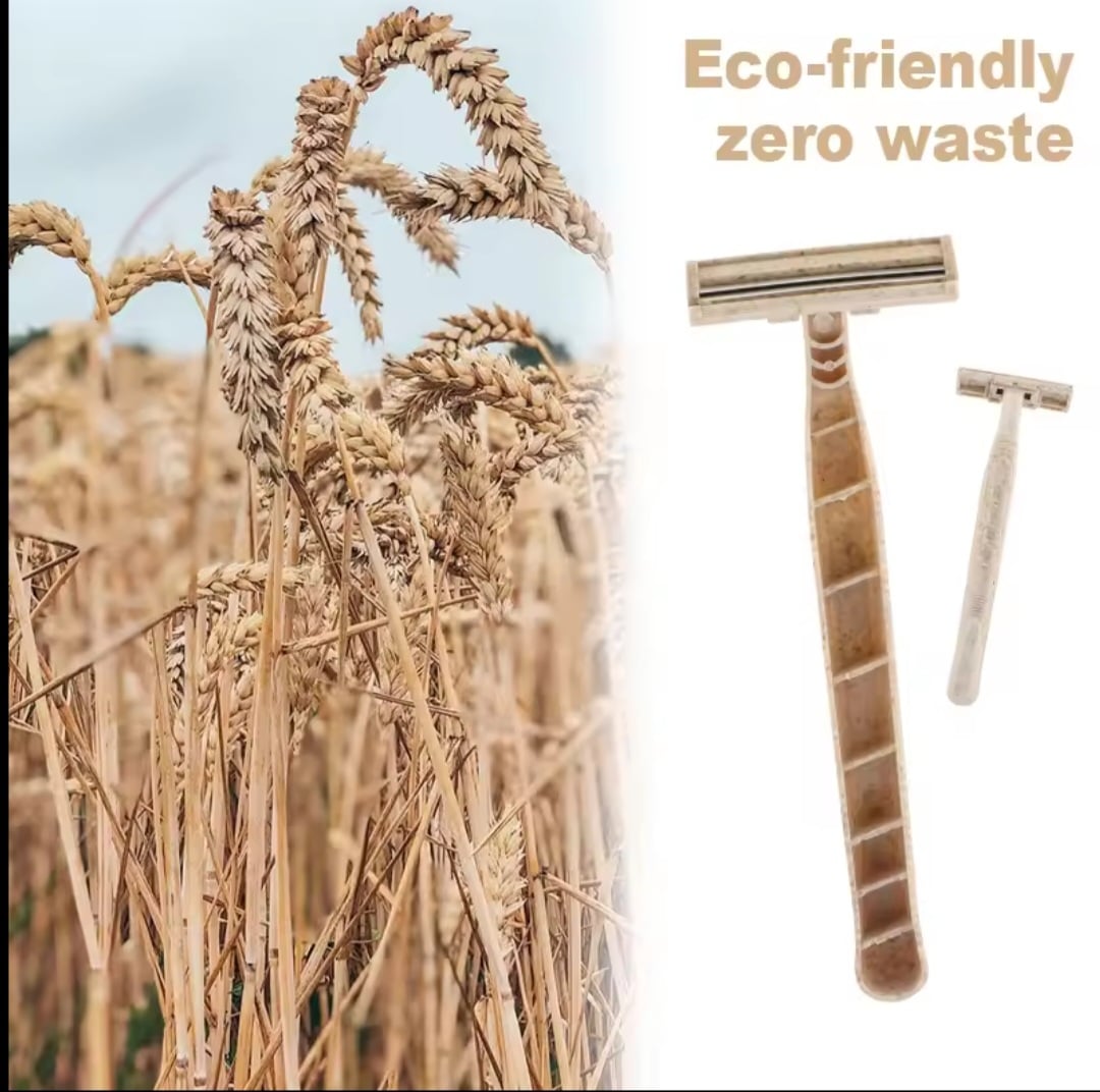 Picture of EZ Eco-friendly Disposable Razors Wheat Straw Twin Sweden Stainless Steel Blade highly-biodegradable Recyclable (10 pcs)